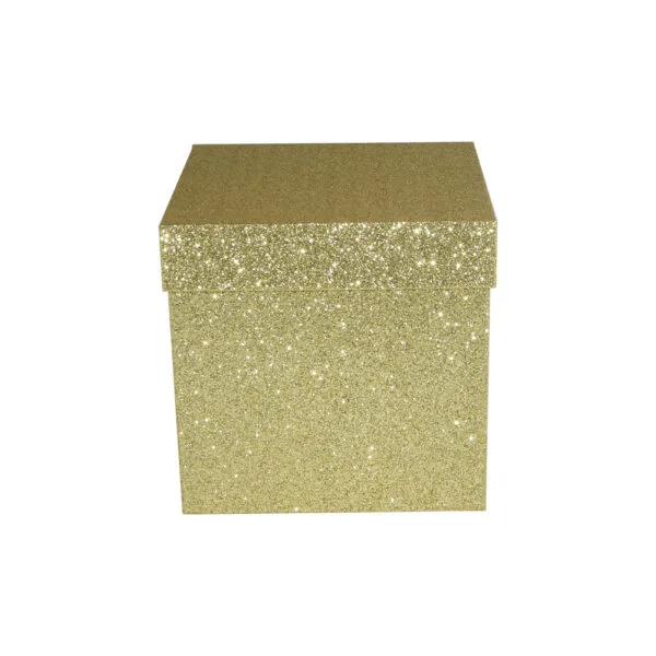Gold Glitter Lift-Off Lid Gift Boxes in Custom Holiday Sizes