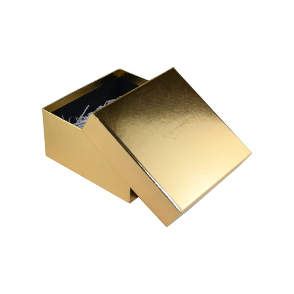 Gold Lid And Base Makeup Gift Box With Shredded Paper Insert