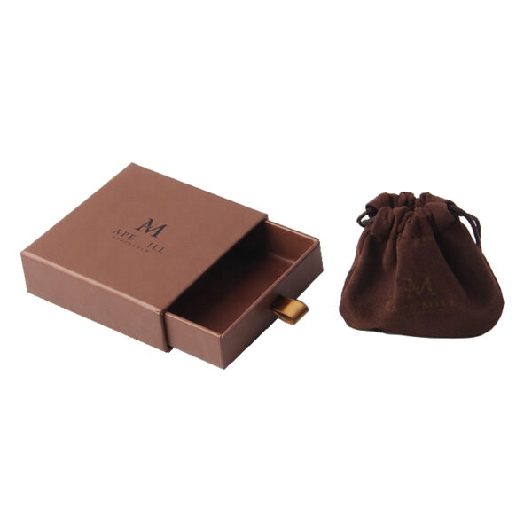 High End Custom Rigid Drawer Gift Box For Jewelry With Pouch