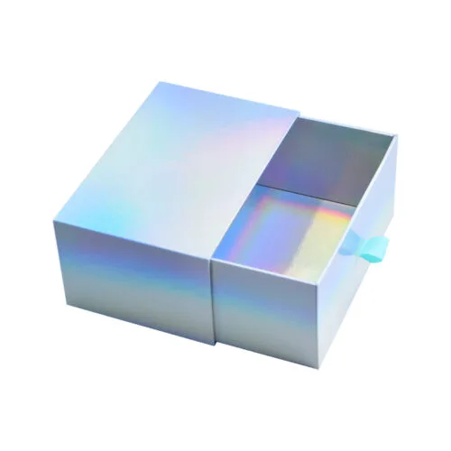 Holographic Rainbow Drawer Gift Box For Cosmetic Packaging Holographic Rainbow Drawer Gift Box For Cosmetic Packaging