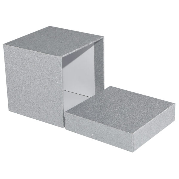 Large Silver Glitter Gift Box With Lid For Holiday Decor