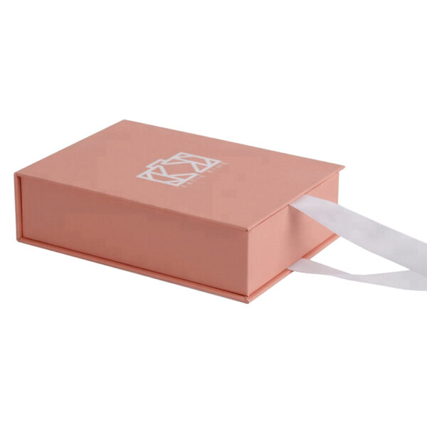 Luxury Blush Clamshell Gift Box With Silk Ribbon Handle