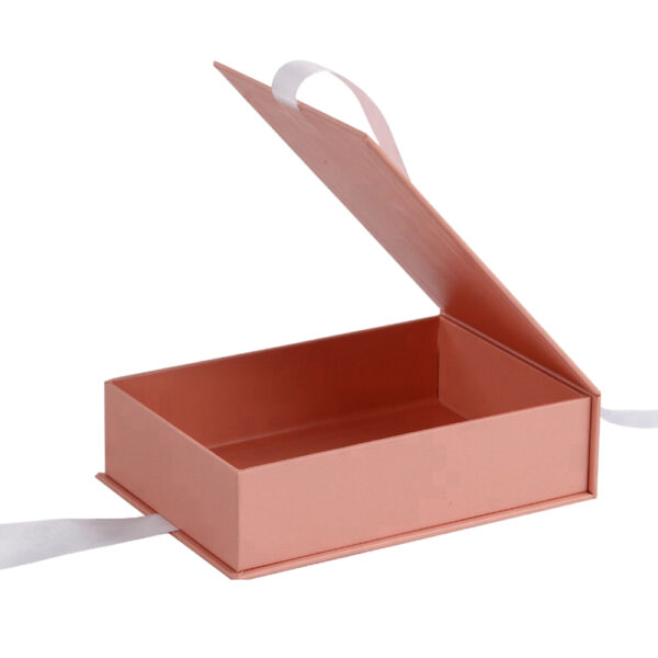 Luxury Blush Clamshell Gift Box With Silk Ribbon Handle