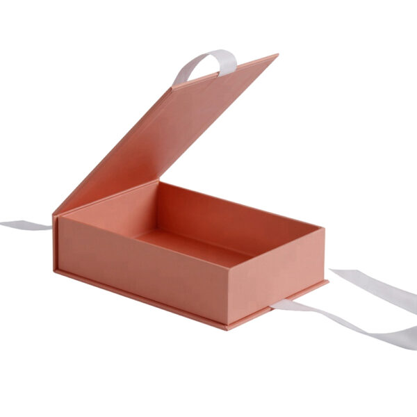 Luxury Blush Clamshell Gift Box With Silk Ribbon Handle