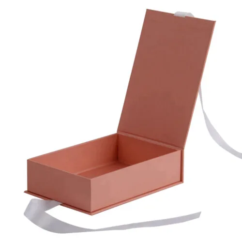Luxury Blush Clamshell Gift Box With Silk Ribbon Handle Luxury Blush Clamshell Gift Box With Silk Ribbon Handle
