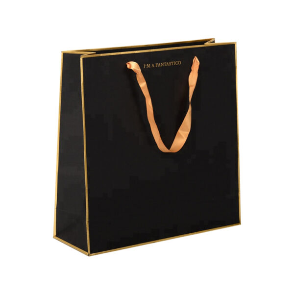 Luxury Gift Paper Bag With Ribbon Handles and Foil Logo Luxury Gift Paper Bag With Ribbon Handles and Foil Logo