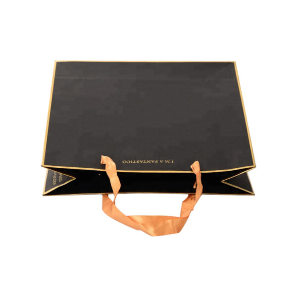 Luxury Gift Paper Bag With Ribbon Handles and Foil Logo Luxury Gift Paper Bag With Ribbon Handles and Foil Logo