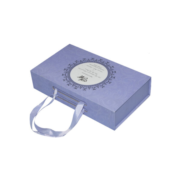 Scatola regalo magnetica di lusso con manico in seta e supporto in EVA