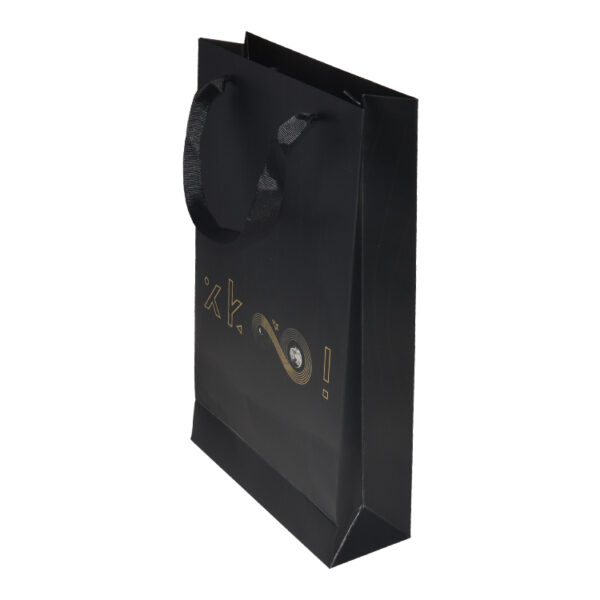 Luxury Matte Black Paper Gift Bags With Gold Foil Logo