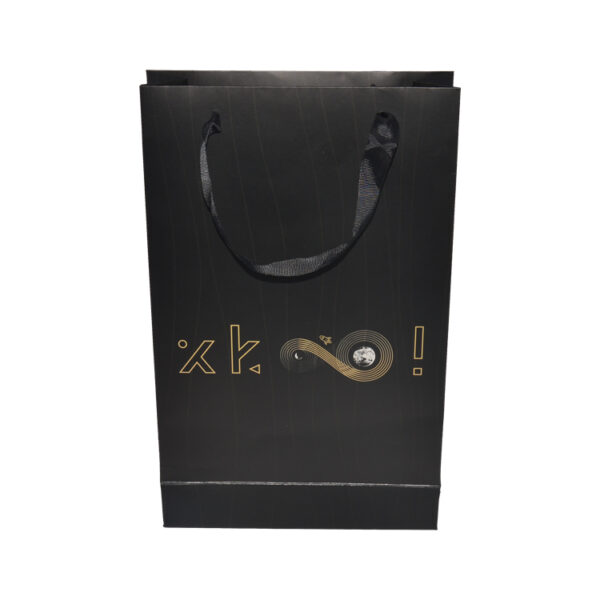 Luxury Matte Black Paper Gift Bags With Gold Foil Logo