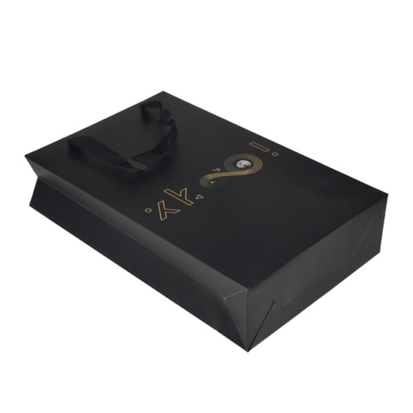 Luxury Matte Black Paper Gift Bags With Gold Foil Logo