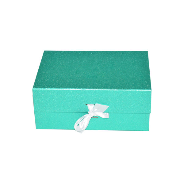 Luxury Pale Blue Foldable Magnetic Gift Box With Ribbon