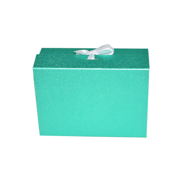 Luxury Pale Blue Foldable Magnetic Gift Box With Ribbon