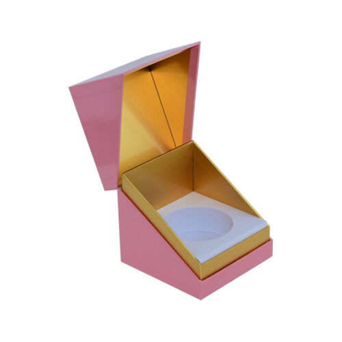 Luxury Pink Rigid Candle Box With EVA Foam and Gold Logo
