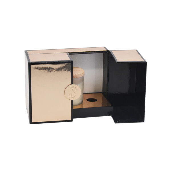 Luxury Rose Gold Double Door Candle Gift Box With Foam Tray