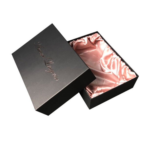 Luxury Satin Holder Lingerie Gift Box With Rose Gold Logo