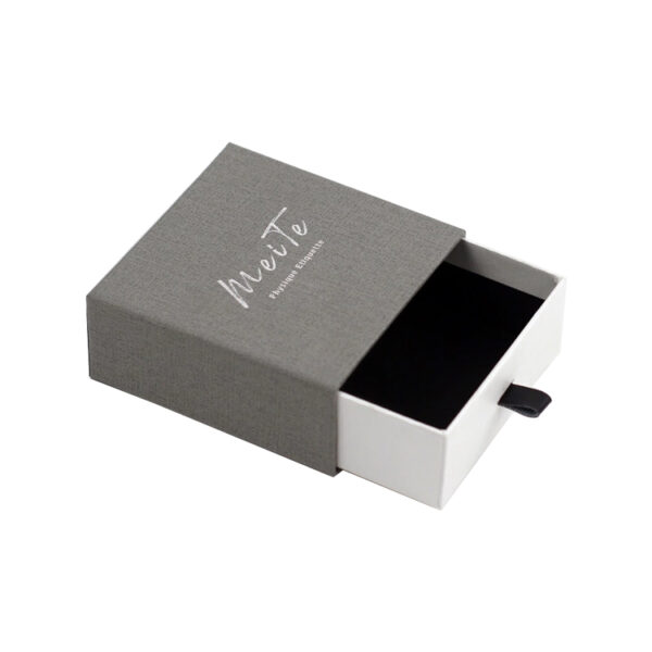 Luxury Sliding Drawer Jewelry Box With Silver Foil Logo