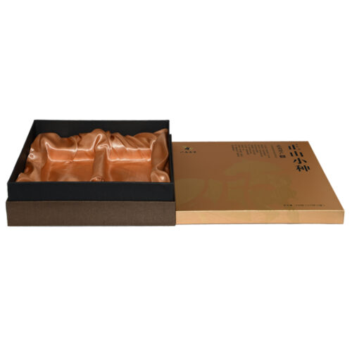 Luxury Textured Paper Tea Packaging Box With Satin Holder