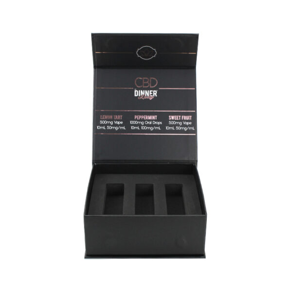 Magnetic Rigid Gift Box for 3-Jar CBD Oil Set With Foam