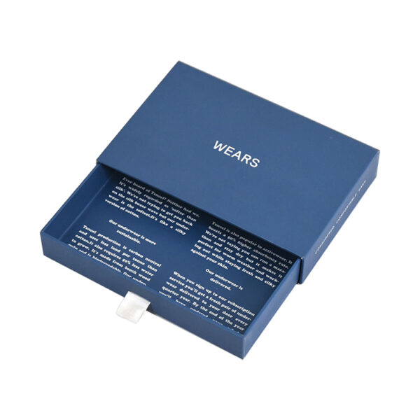 Matte Blue Rigid Sliding Drawer Gift Box For Underwear Logo