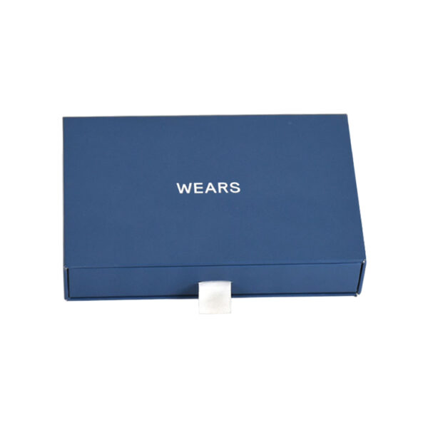 Matte Blue Rigid Sliding Drawer Gift Box For Underwear Logo