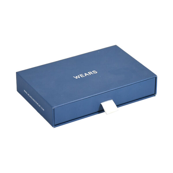 Matte Blue Rigid Sliding Drawer Gift Box For Underwear Logo