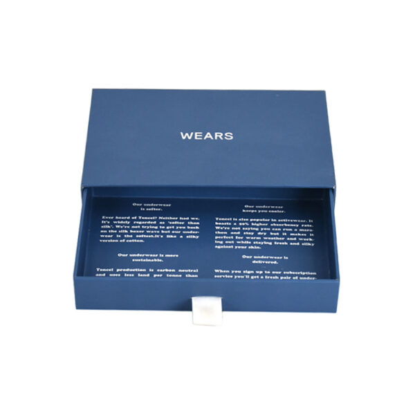 Matte Blue Rigid Sliding Drawer Gift Box For Underwear Logo