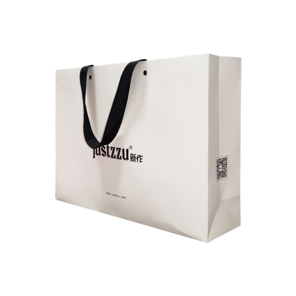 Matte White Luxury Gift Paper Bag With Silk Ribbon Handle Matte White Luxury Gift Paper Bag With Silk Ribbon Handle