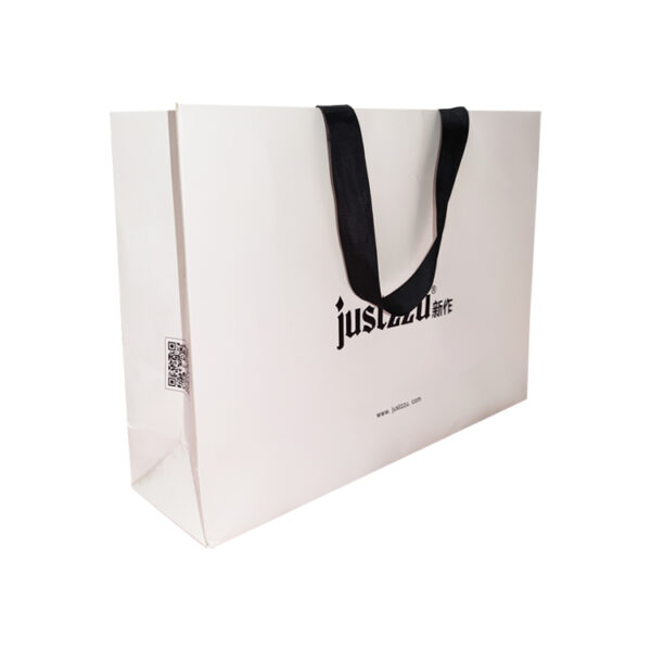 Matte White Luxury Gift Paper Bag With Silk Ribbon Handle Matte White Luxury Gift Paper Bag With Silk Ribbon Handle