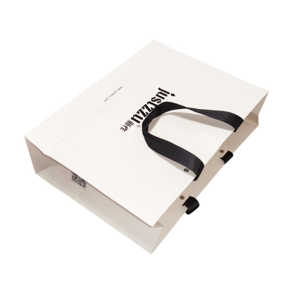 Matte White Luxury Gift Paper Bag With Silk Ribbon Handle Matte White Luxury Gift Paper Bag With Silk Ribbon Handle