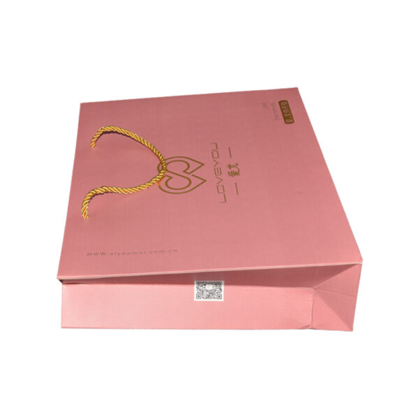 Pink Matte Retail Paper Shopping Bag With Gold Foil Logo