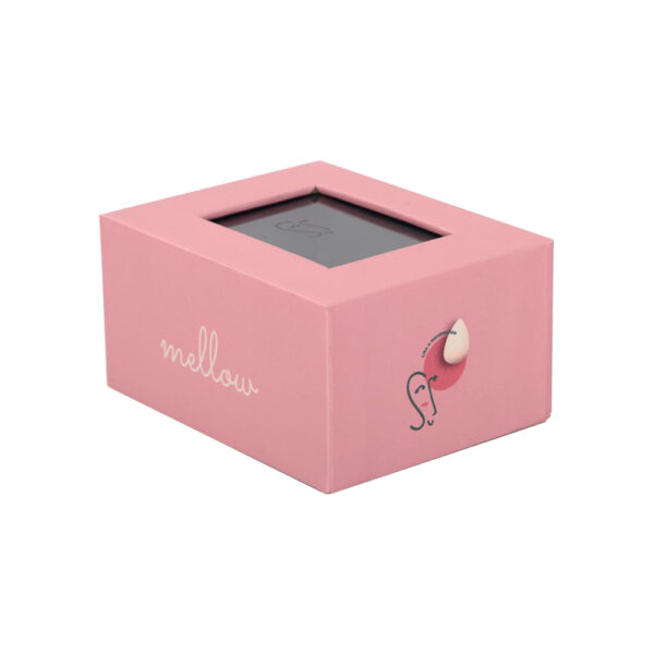 Pink Velvet-Lined Lid and Base Gift Box With Clear Window