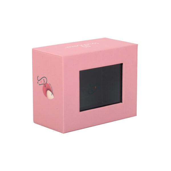 Pink Velvet-Lined Lid and Base Gift Box With Clear Window