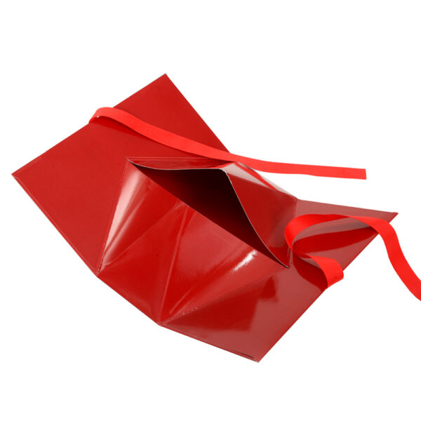 Red Foldable Hair Extension Box With Silk Ribbon Handle