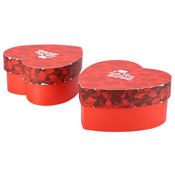 Red Heart-Shaped Flower Gift Box With Lid for Valentine's