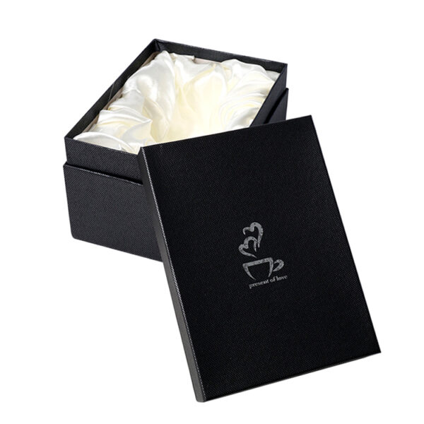 Caixa de oferta de caneca de café com tampa e base rígidas com forro de cetim