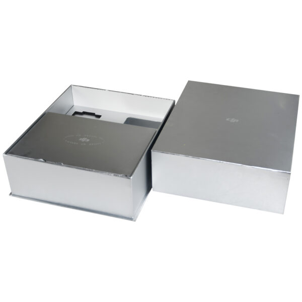 Silver Rigid Lid And Base Gift Box For Photography Drone