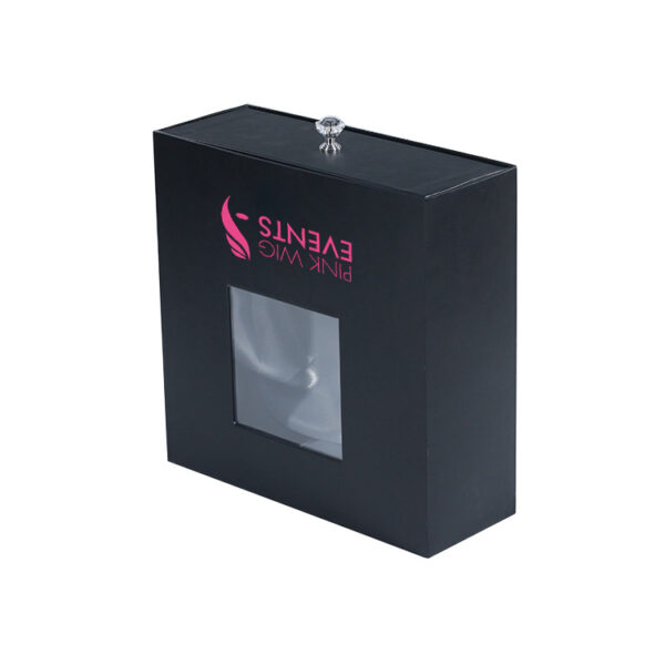 Slide-Out Drawer Wig Gift Box With Satin Lining and Window