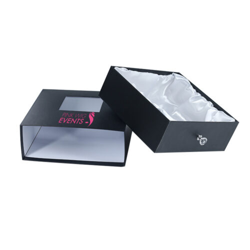 Slide-Out Drawer Wig Gift Box With Satin Lining and Window