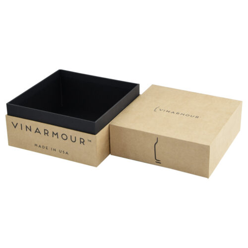 Square Kraft Setup Rigid Gift Box With Black Neck Print
