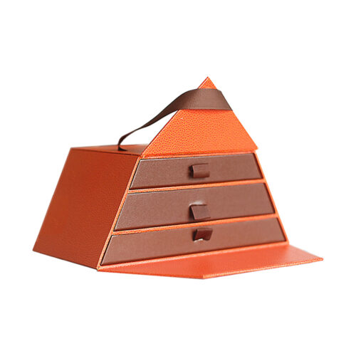 Three Layer PU Leather Luxury Chocolate Gift Box With Ribbon