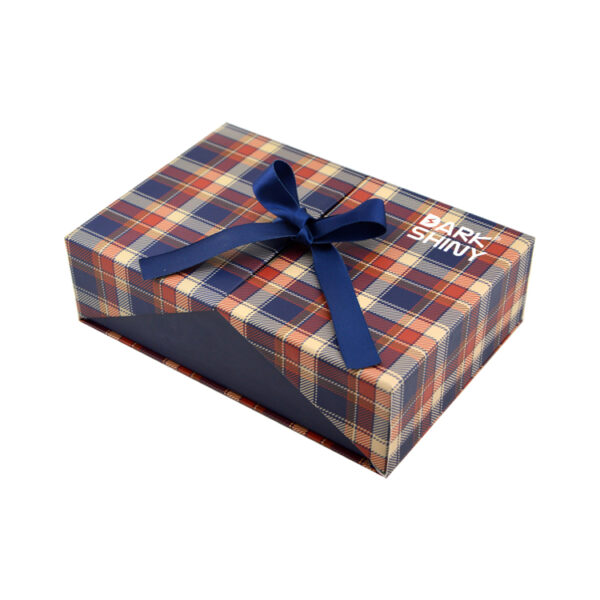 Two-Door Linen Rigid Gift Box for Fragrance with Ribbon
