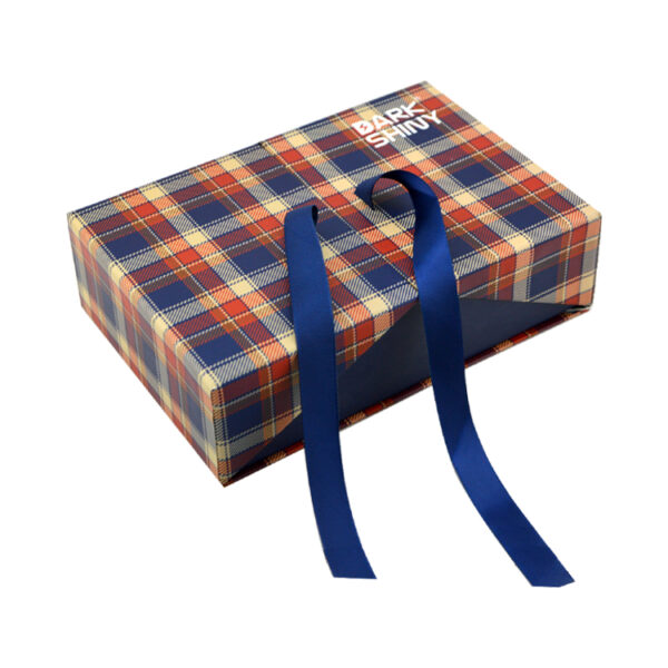 Two-Door Linen Rigid Gift Box for Fragrance with Ribbon