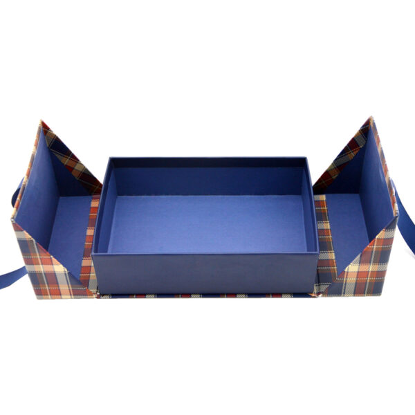 Two-Door Linen Rigid Gift Box for Fragrance with Ribbon