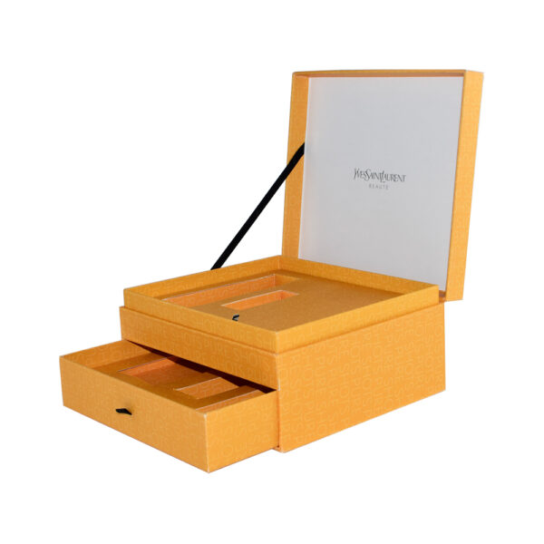 Caixa de oferta de papel rígido de luxo de dois níveis para conjuntos de oferta de beleza