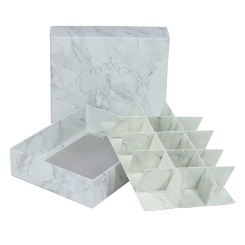 White Marble 2-Piece Chocolate Gift Box With 15 Dividers