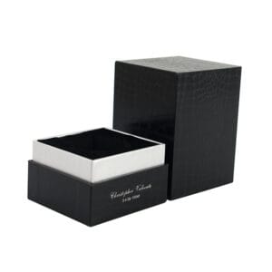 Custom Black Crocodile Texture Rigid Perfume Box Packaging