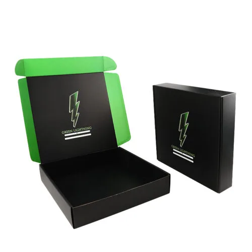 Custom Black & Green Foil Printed Corrugated Mailer Box