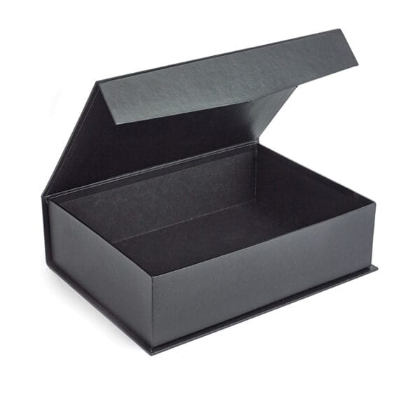 Caja de regalo rígida magnética negra personalizada con bandeja de espuma EVA