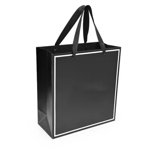 Custom Black Paper Gift Bags and Rigid Box Sets Wholesale